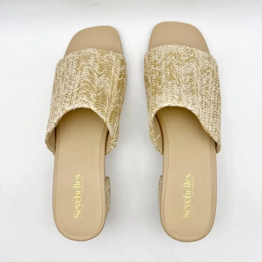 Seychelles Womens Pepper Raffia Heeled Sandal US 9 Natural Beige EUC